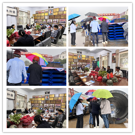 歡迎濟(jì)新項(xiàng)目部一分部冒雨到河南偉志鋼模板廠家驗(yàn)收?qǐng)A柱模板